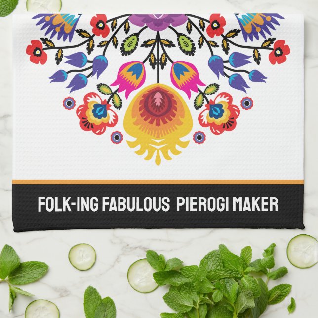 Customizable Folk-ing Fabulous Pierogi maker Kitchen Towel (Folded)
