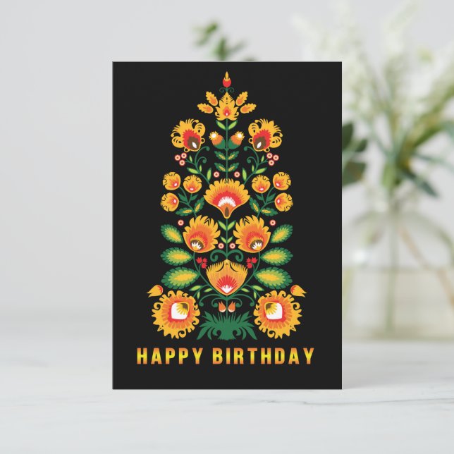 Customizable Folklore Happy Birthday Card (Standing Front)
