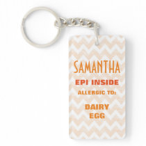 Customizable Food Allergy Alert Kids Personalized Keychain