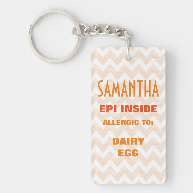 Customizable Food Allergy Alert Kids Personalized Keychain (Front)