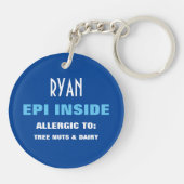 Customizable Food Allergy Alert Kids Personalized Keychain (Back)