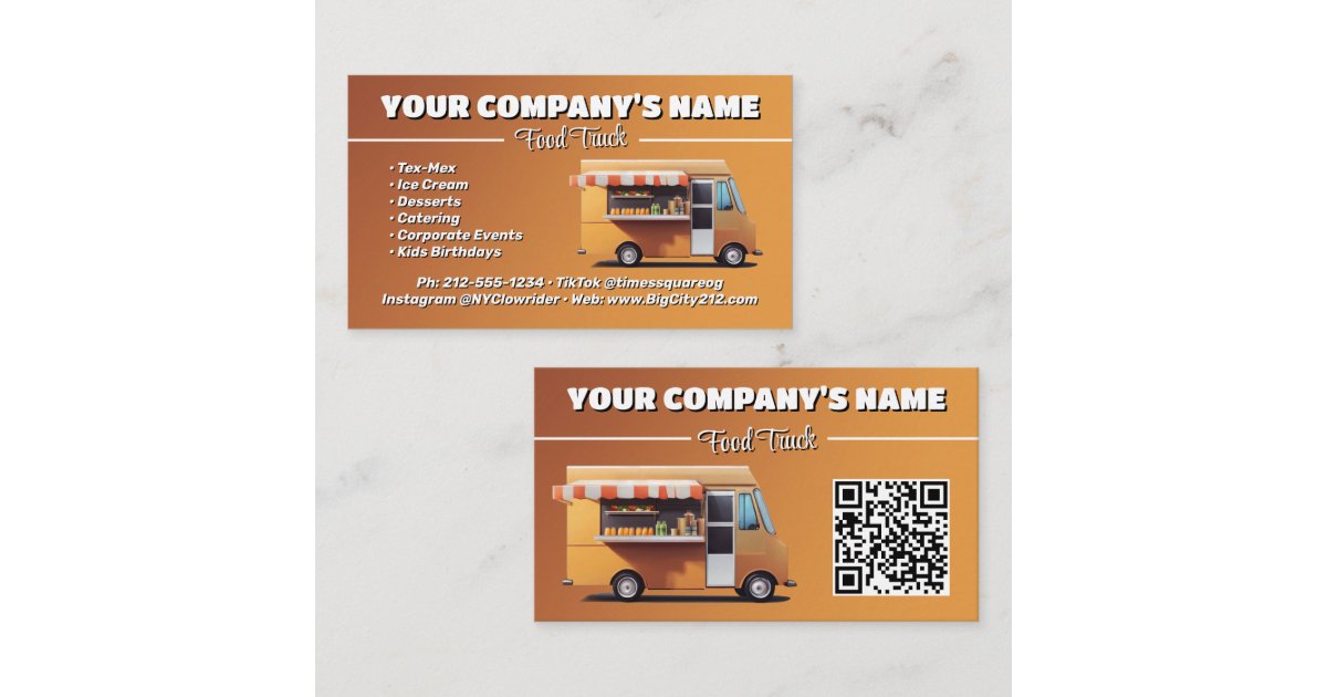 CUSTOMIZABLE Food Truck Business Card