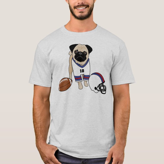 Customizable Football Pug T-Shirt (Front)