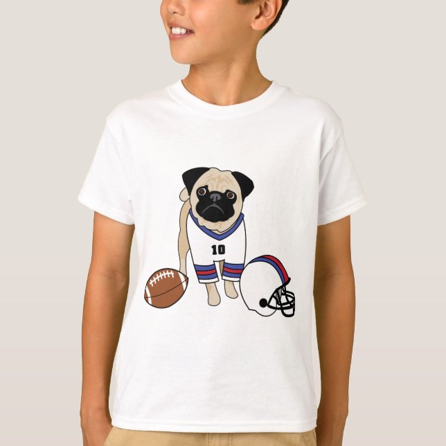 Customizable Football Pug T-Shirt (Front)