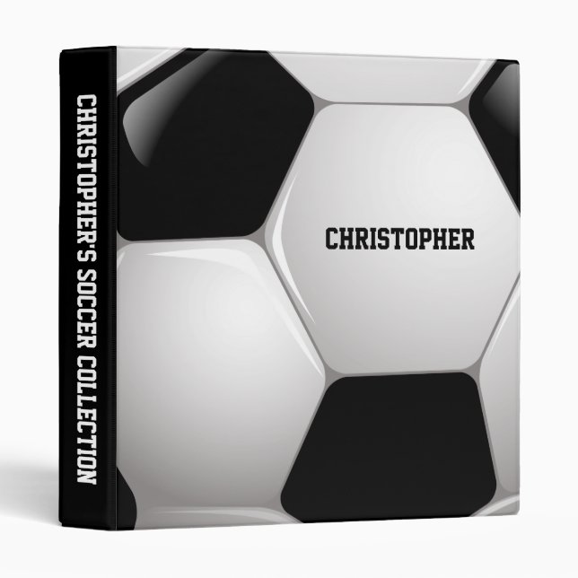 Customizable Football Soccer Ball 3 Ring Binder (Front/Spine)