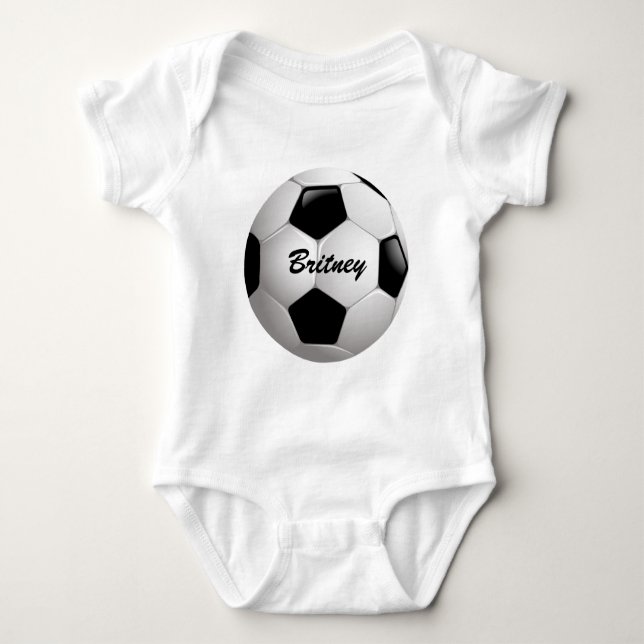 Customizable Football Soccer Ball Baby Bodysuit (Front)