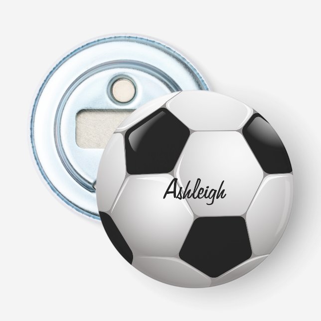 Customizable Football Soccer Ball Bottle Opener (Front)