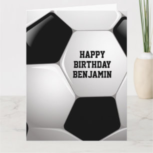 Customizable Football Soccer Ball Happy Birthday Card