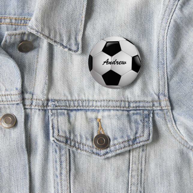 Customizable Football Soccer Ball Pinback Button (In Situ)