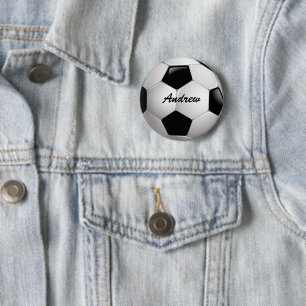 Customizable Football Soccer Ball Pinback Button