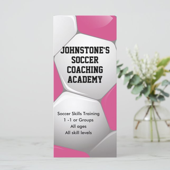 Customizable Football Soccer Ball Pink and White (Standing Front)