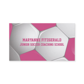 Customizable Football Soccer Ball Pink and White Business Card