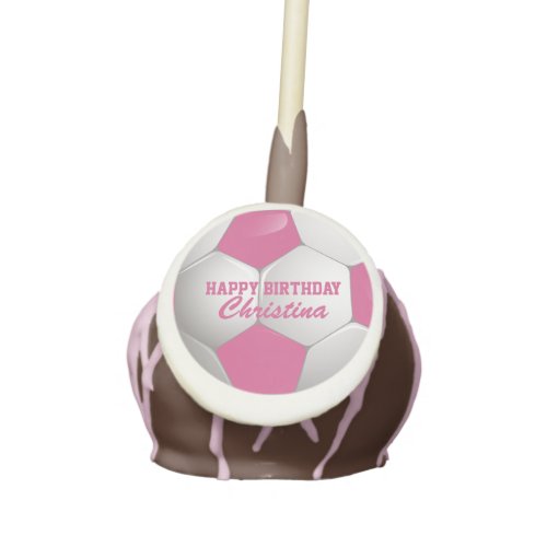 Customizable Football Soccer Ball Pink and White Cake Pops