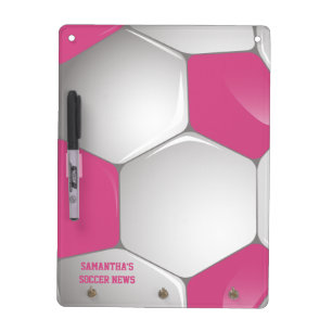 Customizable Football Soccer Ball Pink and White Dry Erase Board