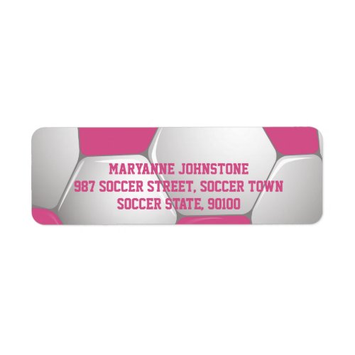 Customizable Football Soccer Ball Pink and White Label
