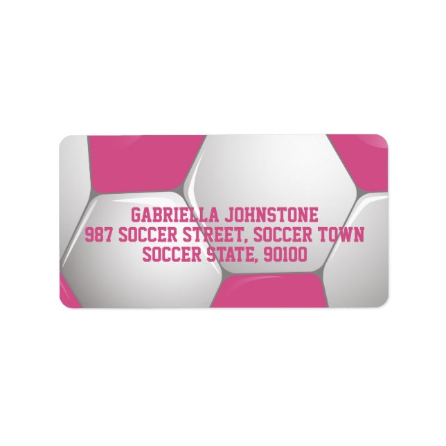 Customizable Football Soccer Ball Pink and White Label (Front)
