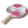 Customizable Football Soccer Ball Pink and White Ping-Pong Paddle