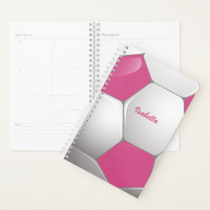 Customizable Football Soccer Ball Pink and White Planner