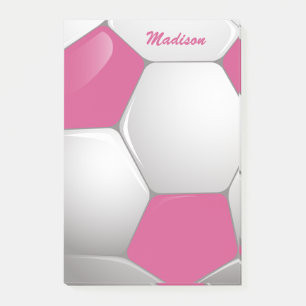 Customizable Football Soccer Ball Pink and White Post-it Notes