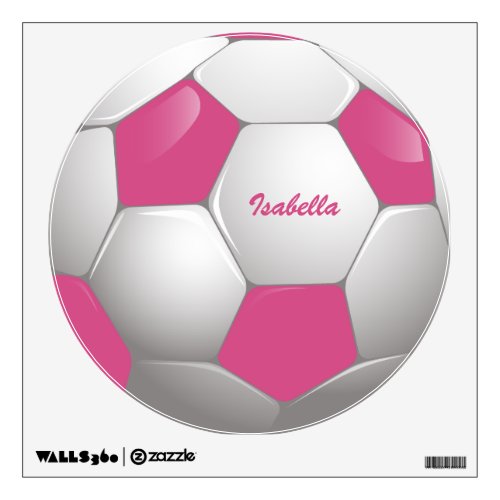 Customizable Football Soccer Ball Pink and White Wall Sticker
