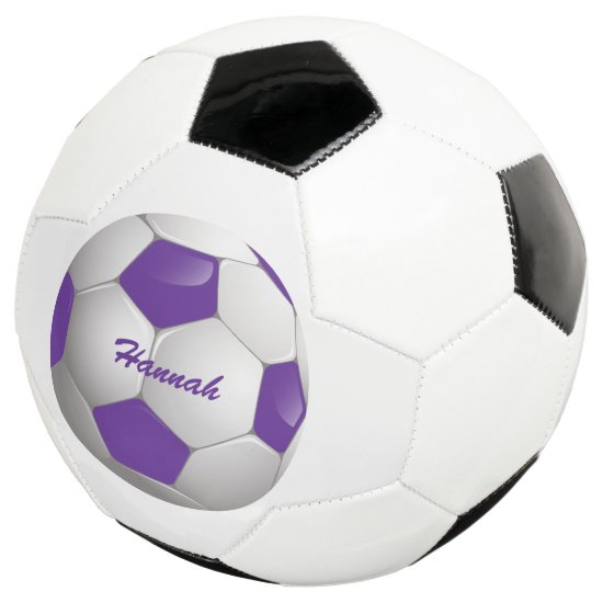 Customizable Football Soccer Ball Purple and White