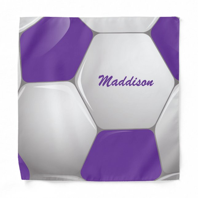Customizable Football Soccer Ball Purple and White Bandana (Front)