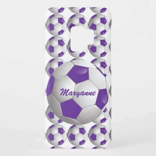 Customizable Football Soccer Ball Purple and White Case_Mate Samsung Galaxy S9 Case