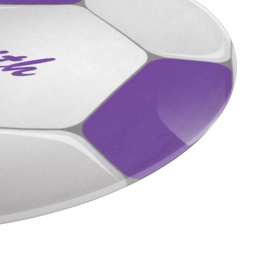 Customizable Football Soccer Ball Purple and White Cutting Board