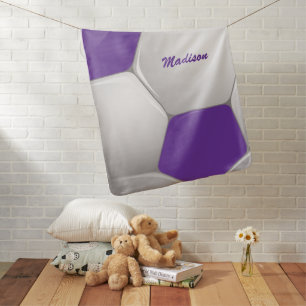 Customizable Football Soccer Ball Purple and White Receiving Blanket