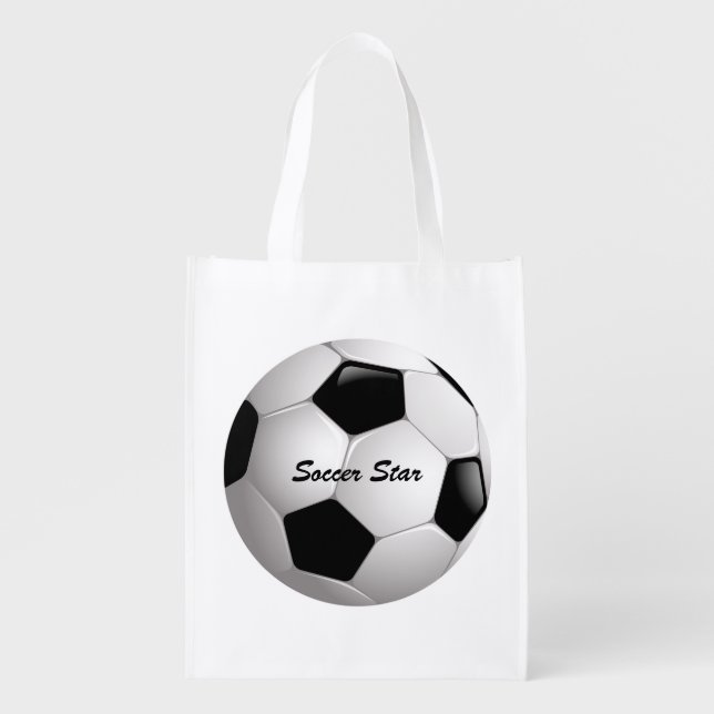Customizable Football Soccer Ball Reusable Grocery Bag (Front)