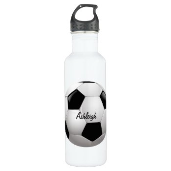Customizable Football Soccer Ball Water Bottle by giftsbonanza at Zazzle