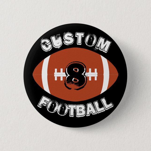 Customizable Football Team Name/Text Sports Fan Button (Front)