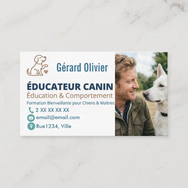 Customizable For Dog Trainer With Photo Business Card (Front)