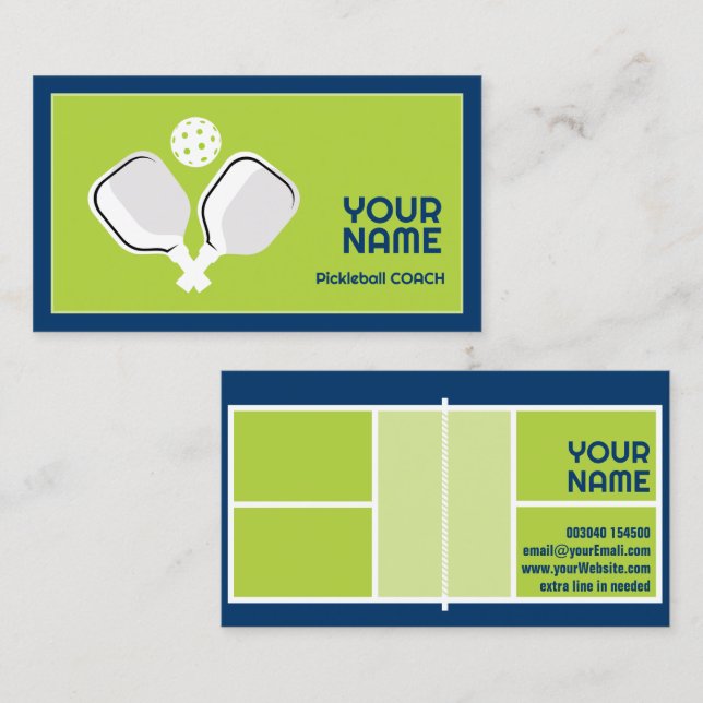 Customizable for pickleball coach business card (Front/Back)