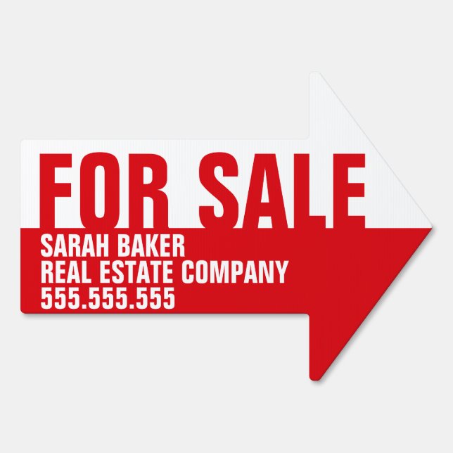 Customizable For Sale Directional Real Estate Sign (Back)