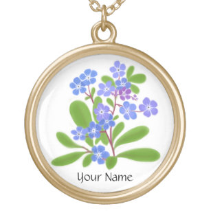 Customizable Forget Me Not Flowers Necklace