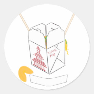 Customizable Fortune Cookie w/ Chinese Takeout Box Classic Round Sticker