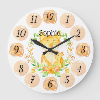 Customizable Fox Nursery Clock Large