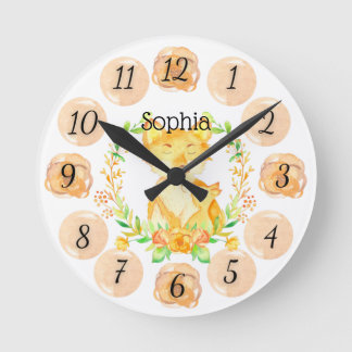 Customizable Fox Nursery Clock Medium
