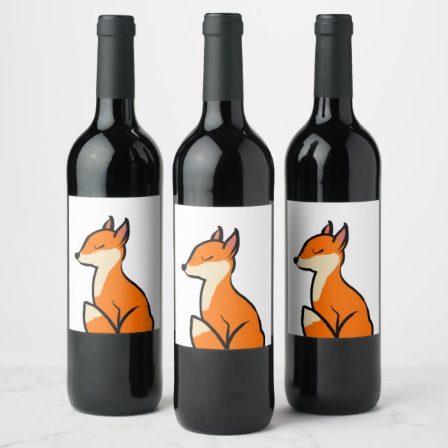 Customizable Fox Wine Label (Bottles)
