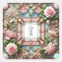 Customizable Frame Roses Packaging Stickers