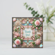 Customizable Framed Roses Thank You Discount Card