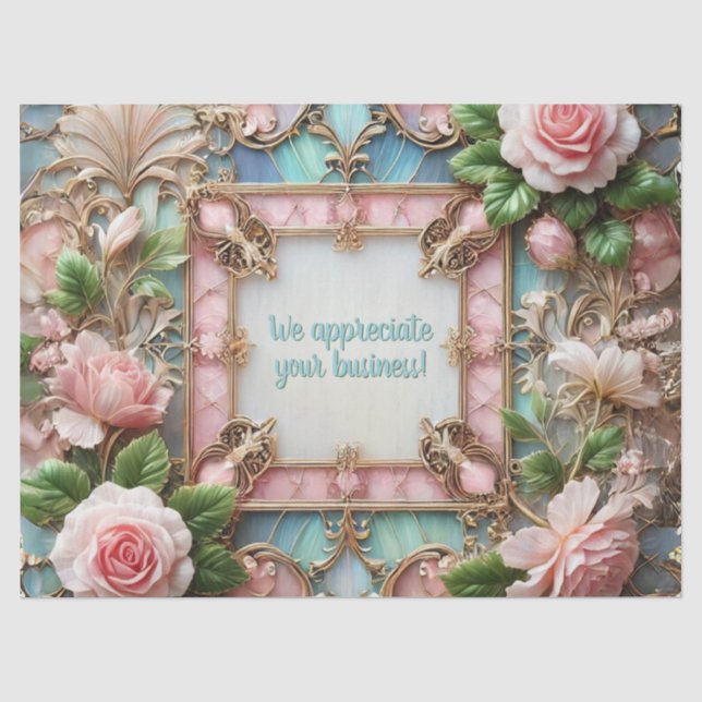 Customizable Framed Roses Tissue Wrapping Paper (Front)