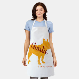 Customizable French Bulldog Pastel Orange Frenchie Apron