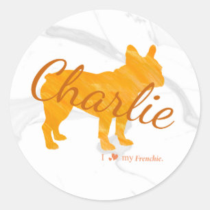 Customizable French Bulldog Pastel Orange Frenchie Classic Round Sticker