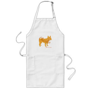 Customizable French Bulldog Pastel Orange Frenchie Long Apron