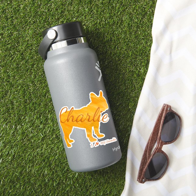 Customizable French Bulldog Pastel Orange Frenchie Sticker (HydroFlask Insitu)