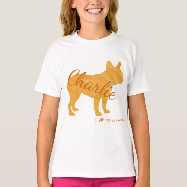 Customizable French Bulldog Pastel Orange Frenchie T-Shirt (Front)