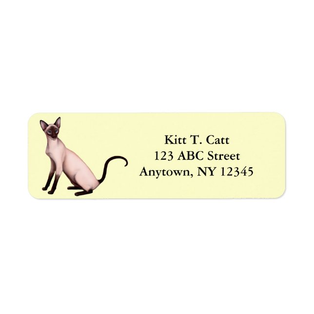 Customizable Friendly Siamese Cat Label (Front)