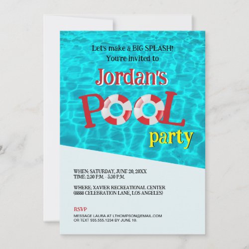 Customizable Fun Birthday Pool Party Template